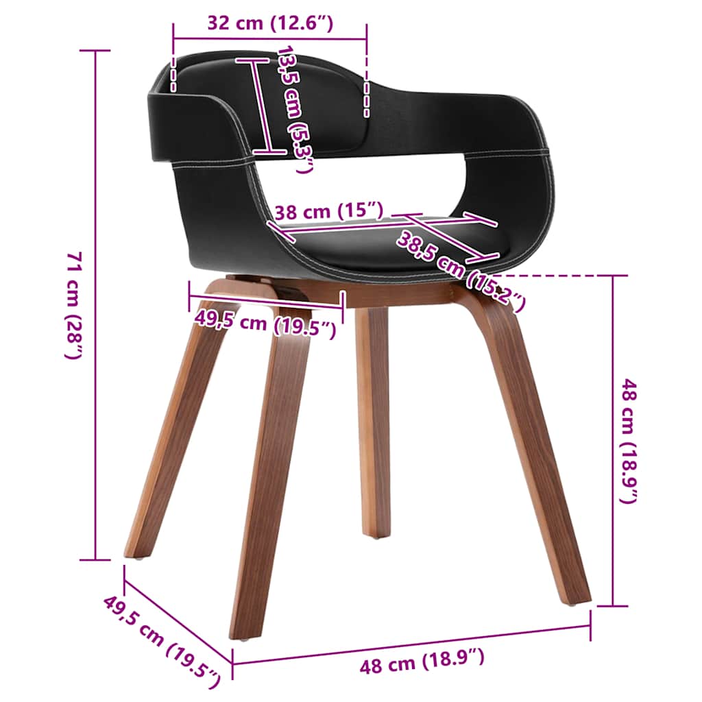 Chaise à manger Bois courbé et similicuir