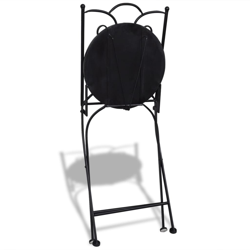 Mobilier de bistro 3 pcs Carreaux céramiques Noir et blanc