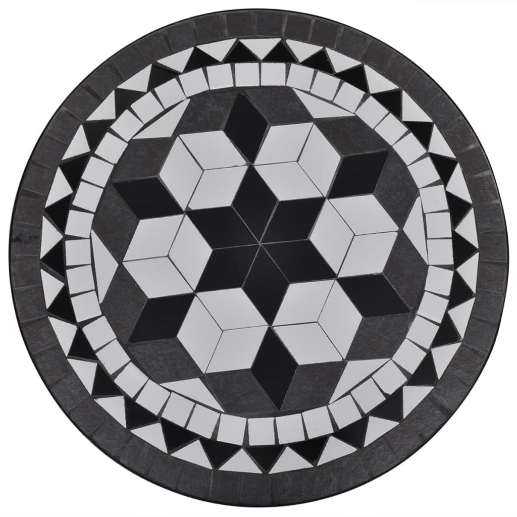 Mobilier de bistro 3 pcs Carreaux céramiques Noir et blanc