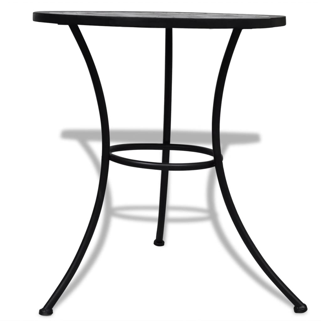 Mobilier de bistro 3 pcs Carreaux céramiques Noir et blanc