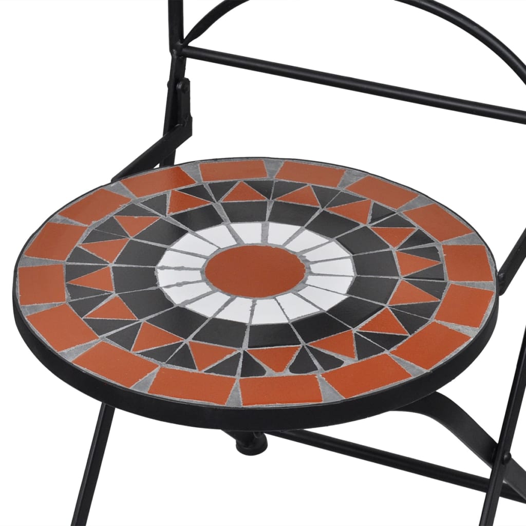 Mobilier de bistro 3 pcs Carreau céramique Terre cuite et blanc