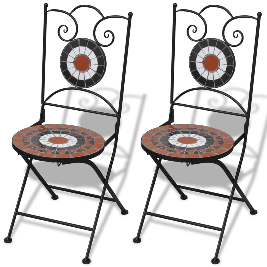 Mobilier de bistro 3 pcs Carreau céramique Terre cuite et blanc