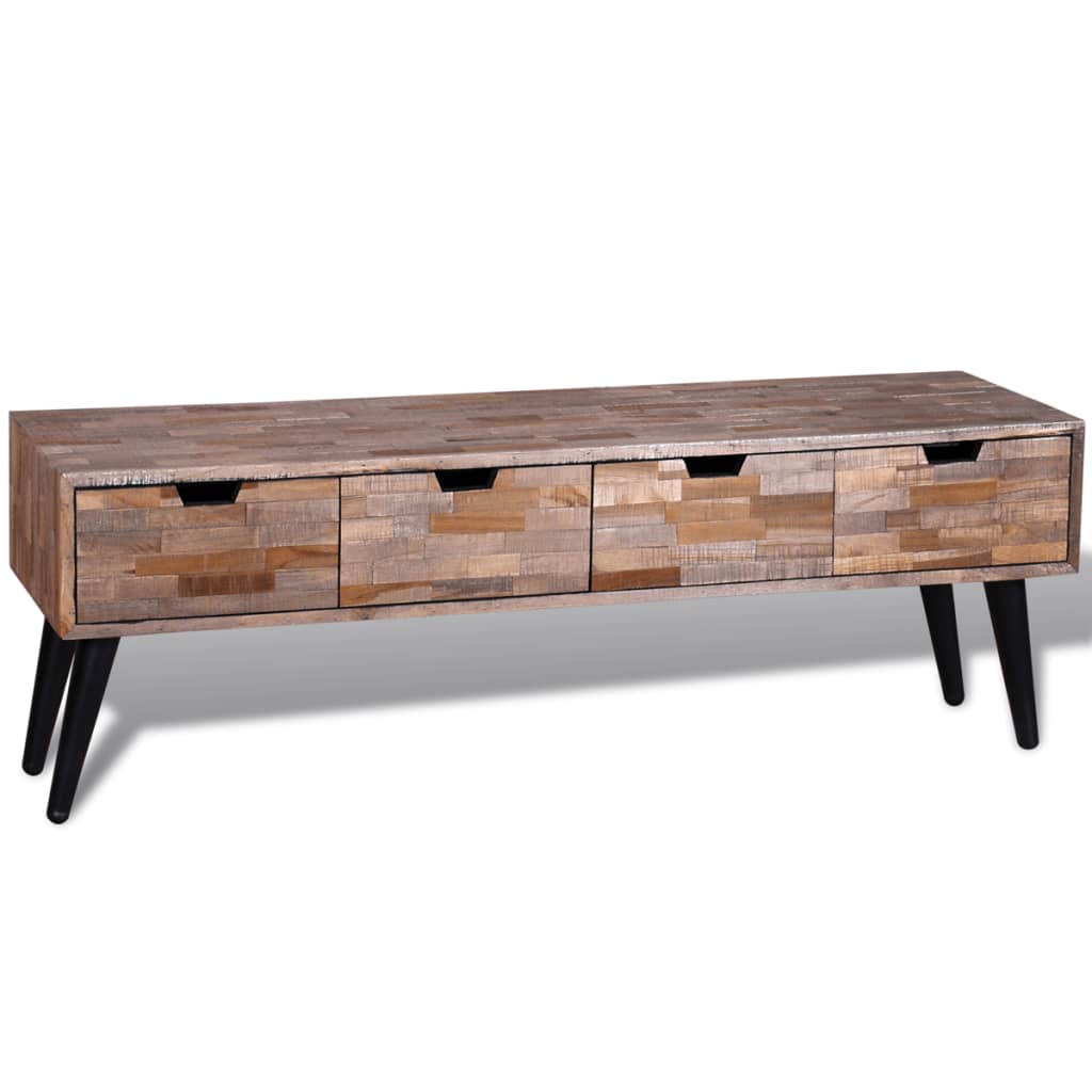 Table console TV avec 4 tiroirs Bois de teck recyclé - XIOS