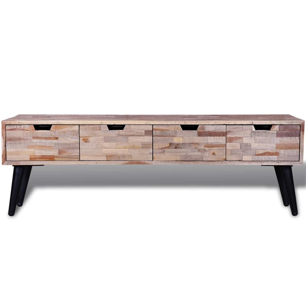 Table console TV avec 4 tiroirs Bois de teck recyclé - XIOS