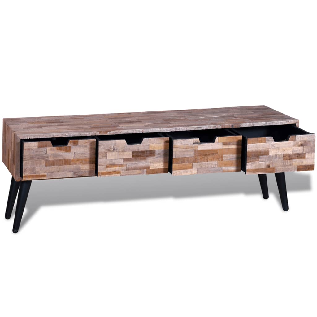 Table console TV avec 4 tiroirs Bois de teck recyclé - XIOS