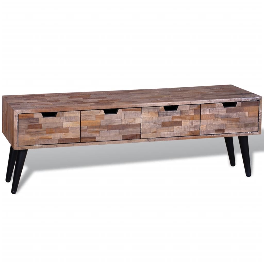 Table console TV avec 4 tiroirs Bois de teck recyclé - XIOS