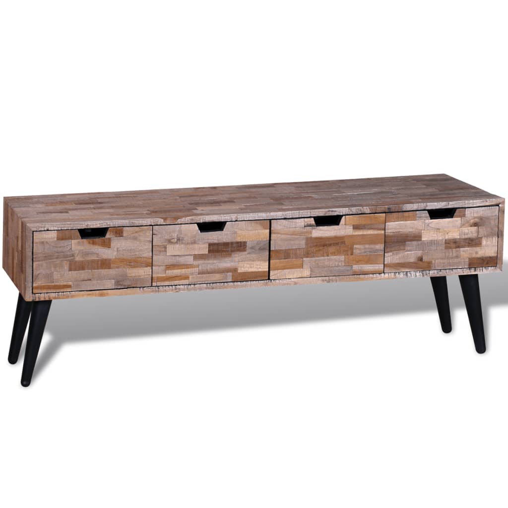 Table console TV avec 4 tiroirs Bois de teck recyclé - XIOS