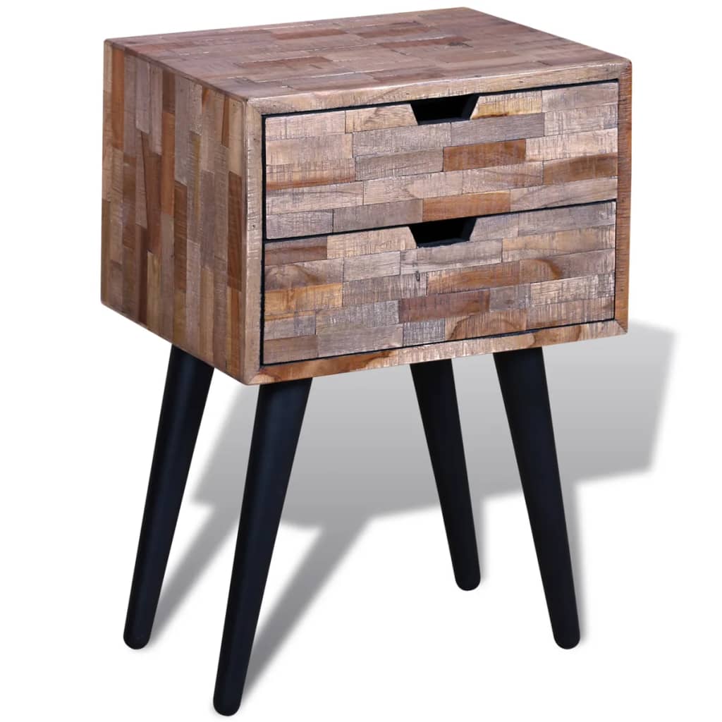Table de chevet avec 2 tiroirs Bois de teck recyclé - XIOS