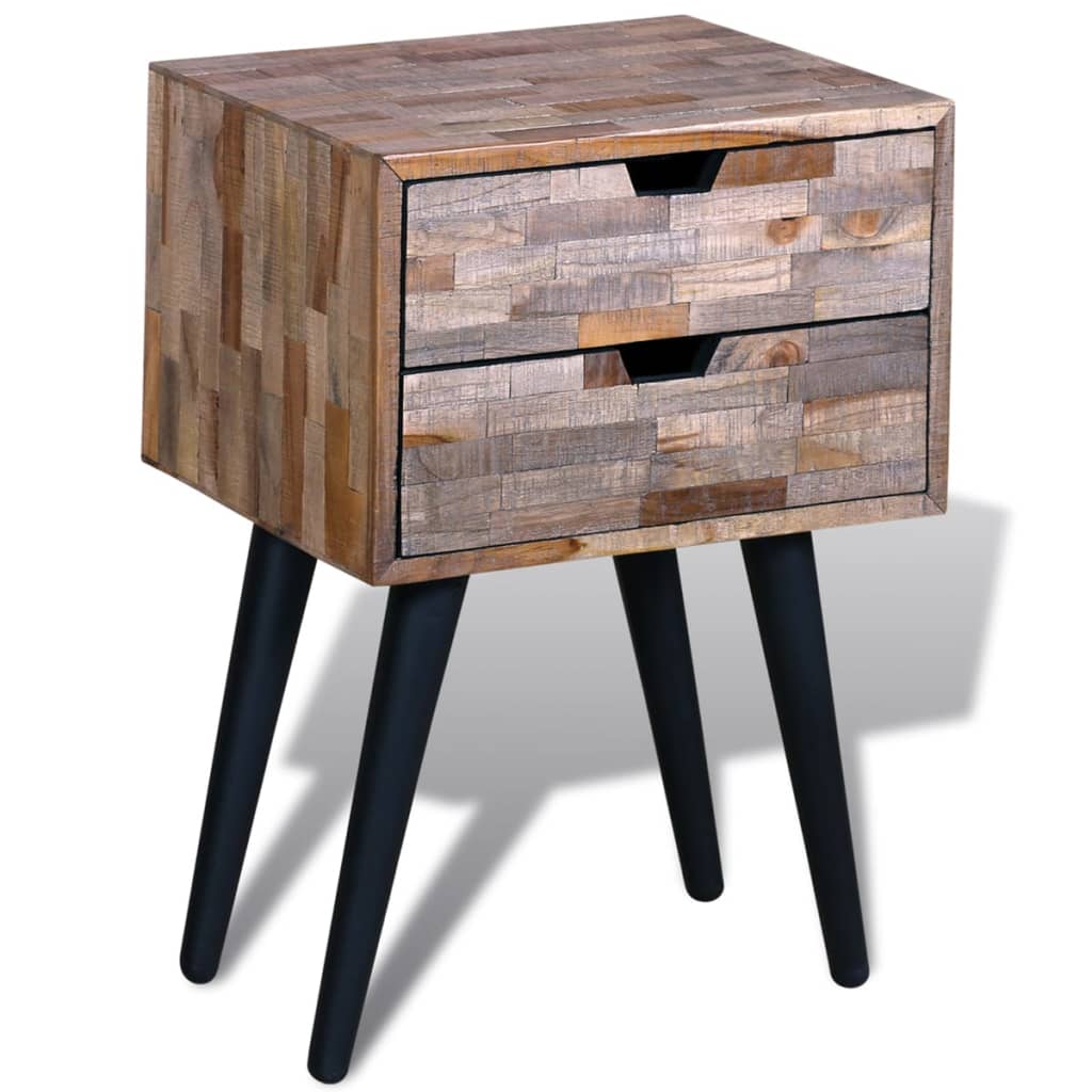 Table de chevet avec 2 tiroirs Bois de teck recyclé - XIOS