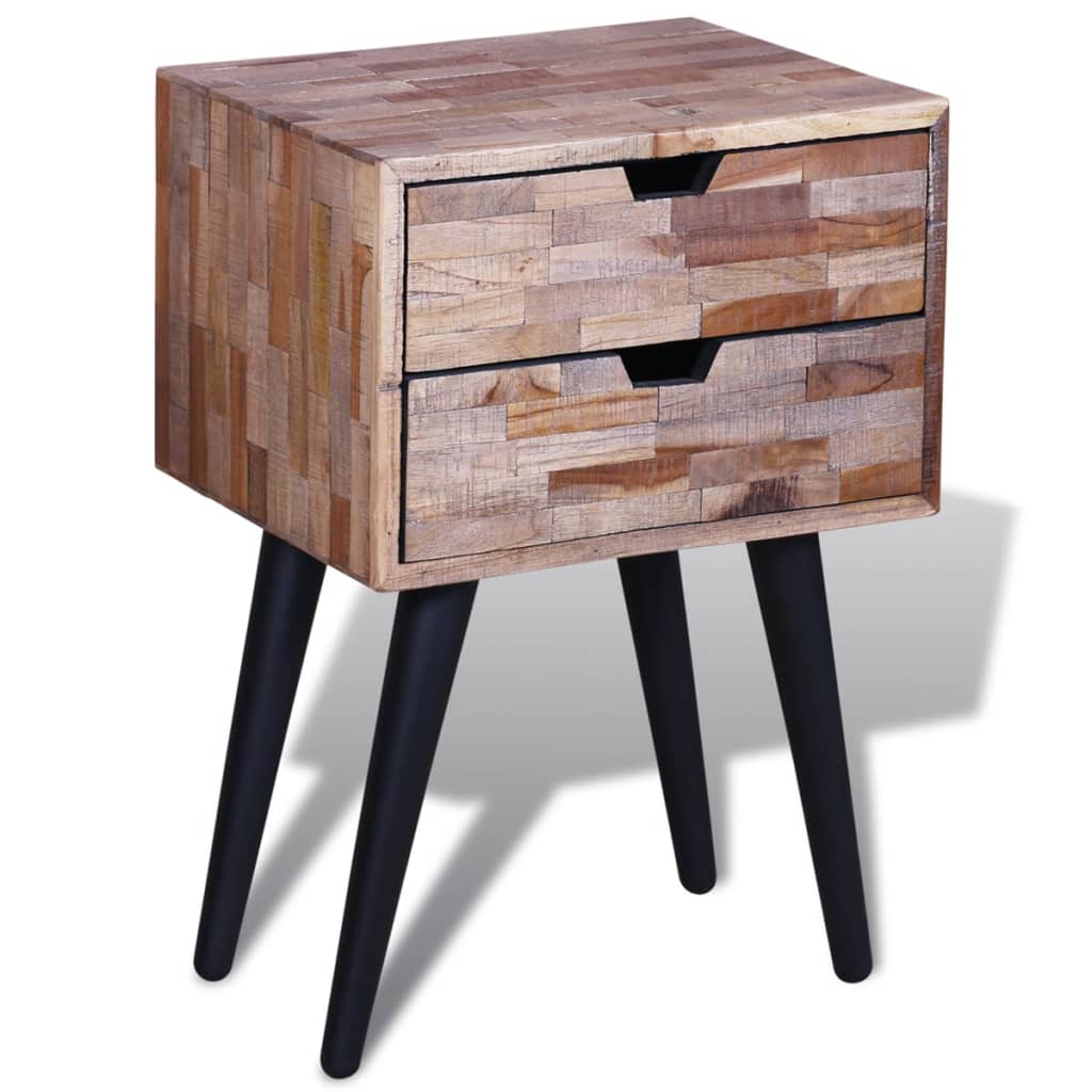 Table de chevet avec 2 tiroirs Bois de teck recyclé - XIOS