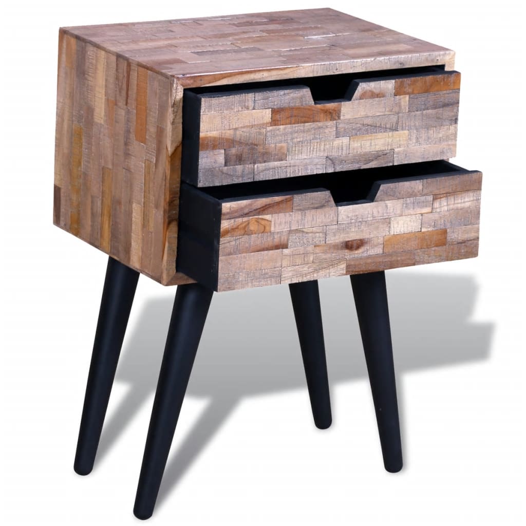 Table de chevet avec 2 tiroirs Bois de teck recyclé - XIOS