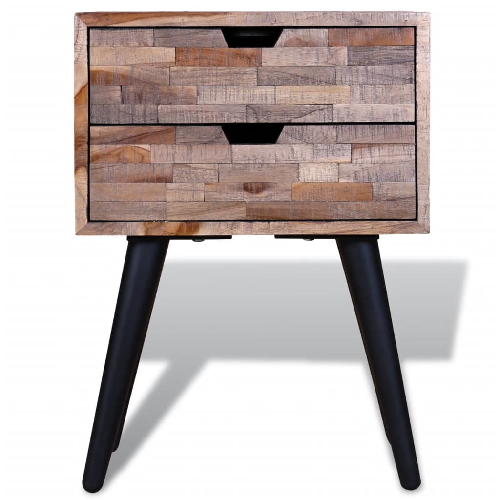 Table de chevet avec 2 tiroirs Bois de teck recyclé - XIOS