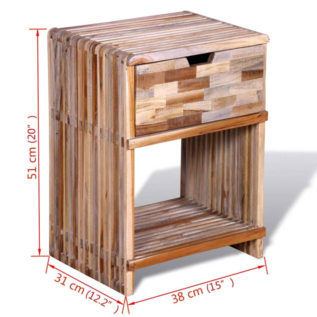 Table de chevet avec tiroir Bois de teck recyclé - XIOS