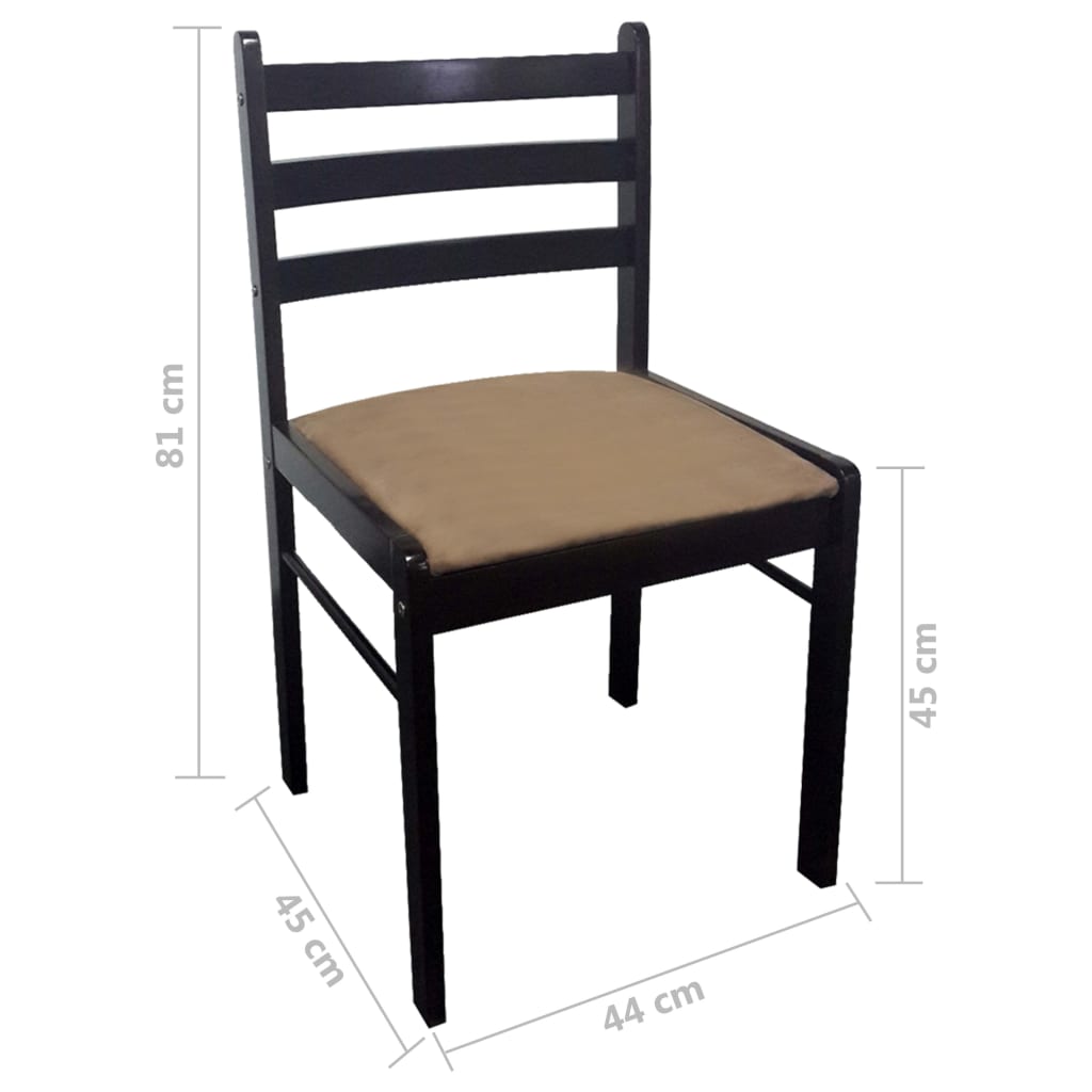 Chaises à manger lot de 2 marron hévéa solide et velours - XIOS
