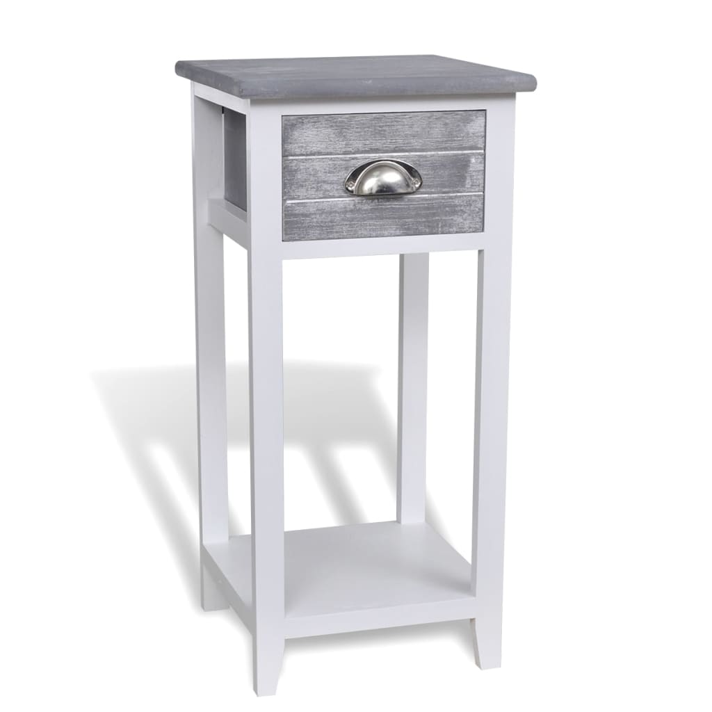 Table de chevet avec 1 tiroir Gris et blanc - XIOS