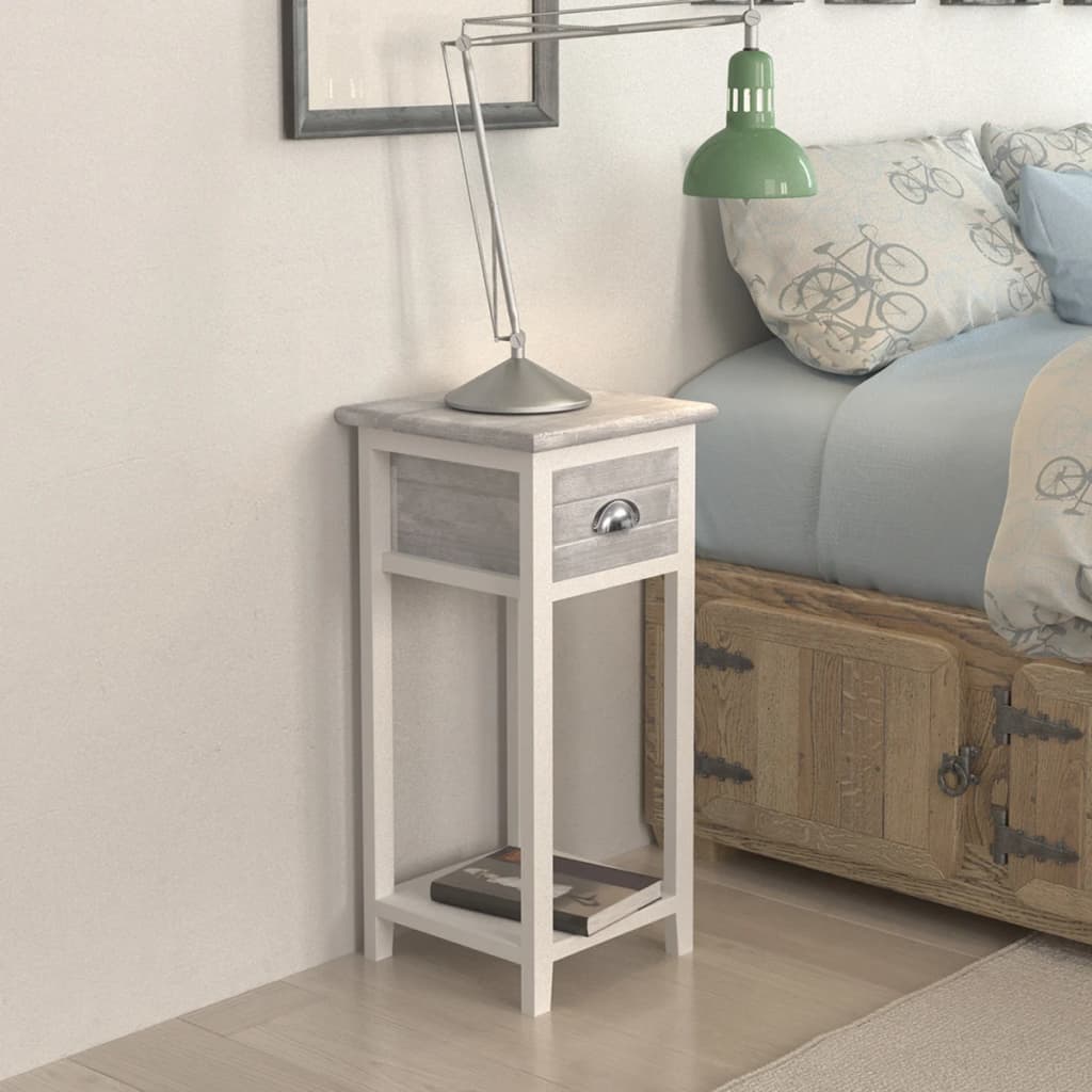 Table de chevet avec 1 tiroir Gris et blanc - XIOS