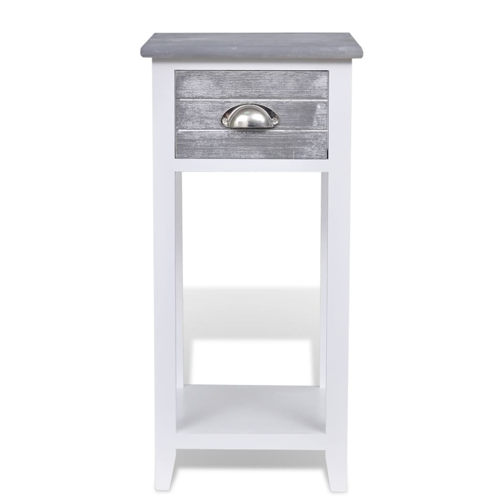 Table de chevet avec 1 tiroir Gris et blanc - XIOS
