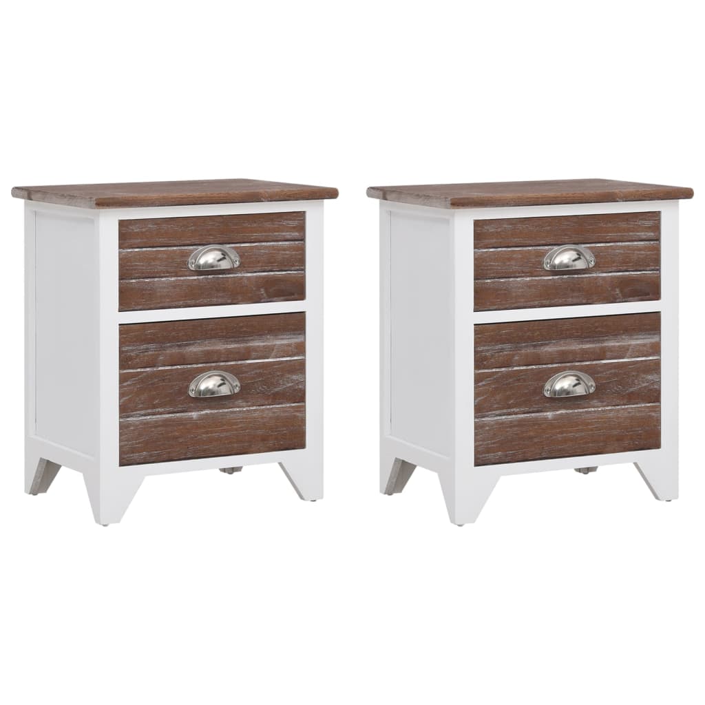 Table de chevet 2 pcs avec 2 tiroirs Marron et blanc - XIOS