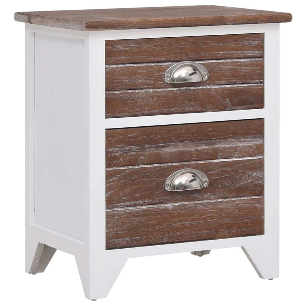 Table de chevet 2 pcs avec 2 tiroirs Marron et blanc - XIOS