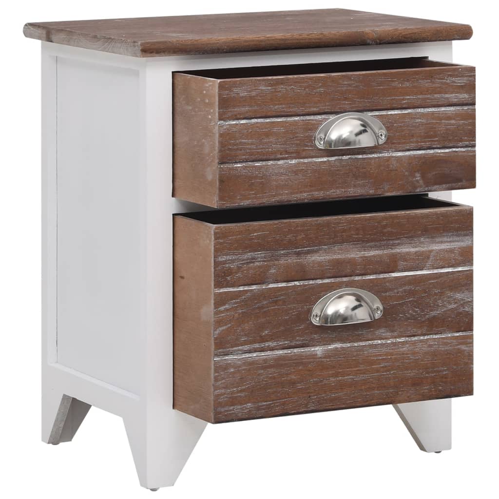 Table de chevet 2 pcs avec 2 tiroirs Marron et blanc - XIOS