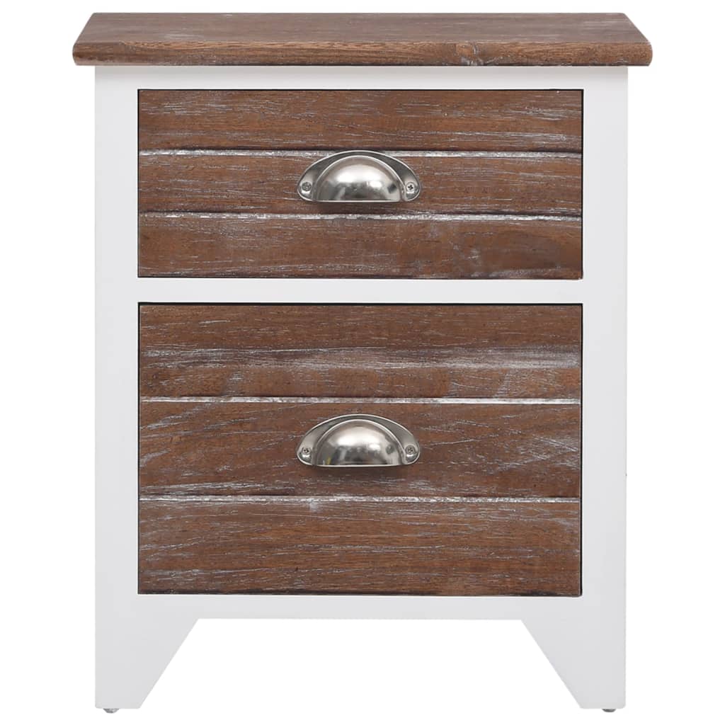 Table de chevet 2 pcs avec 2 tiroirs Marron et blanc - XIOS