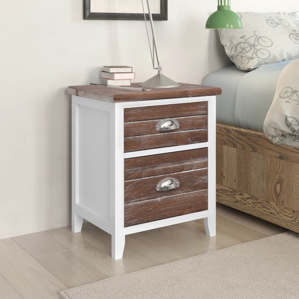 Table de chevet 2 pcs avec 2 tiroirs Marron et blanc - XIOS