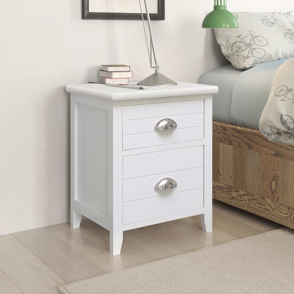 Table de chevet 2 pcs avec 2 tiroirs Blanc - XIOS