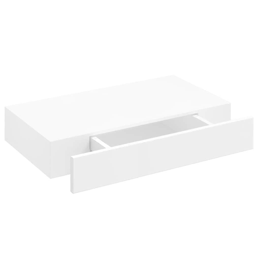 Étagère murale avec 1 tiroir MDF Blanc Rangement de livres/DVD - XIOS