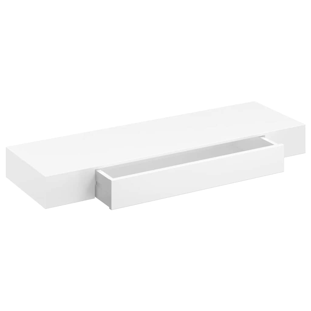Étagère murale avec 1 tiroir MDF Blanc Rangement de livres/DVD - XIOS