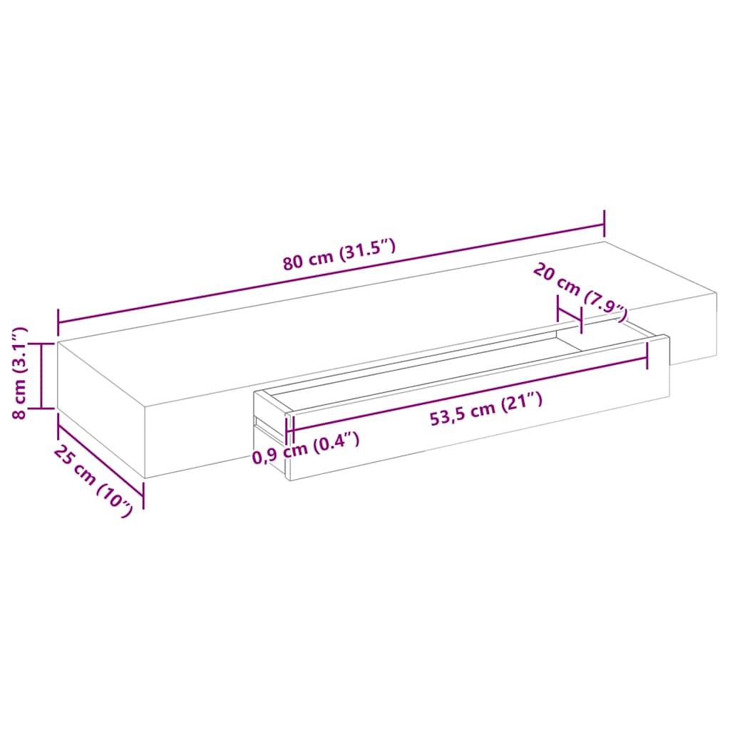 Étagère murale avec 1 tiroir MDF Blanc Rangement de livres/DVD - XIOS