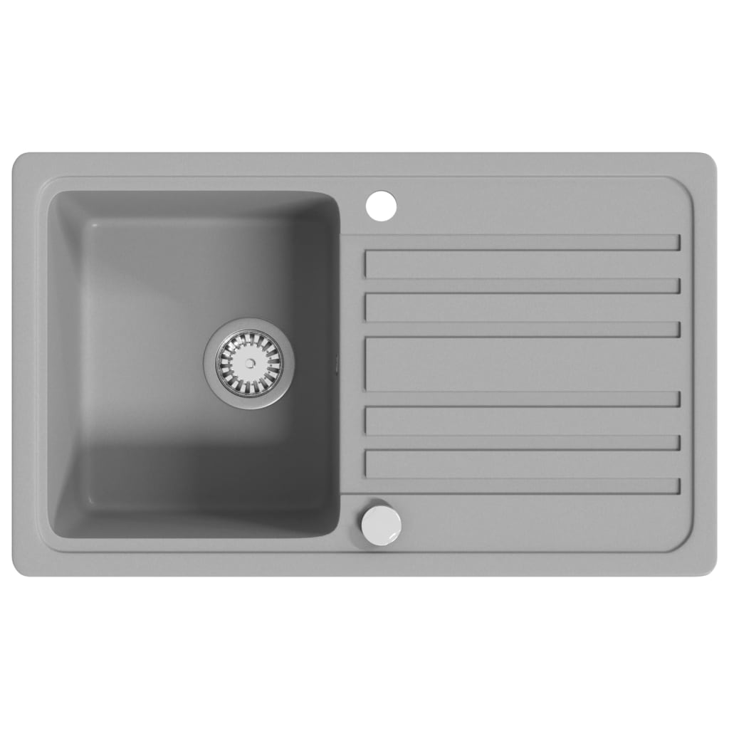 Évier de cuisine en granite avec égouttoir réversible Gris Éviers & Plonges vidaXL