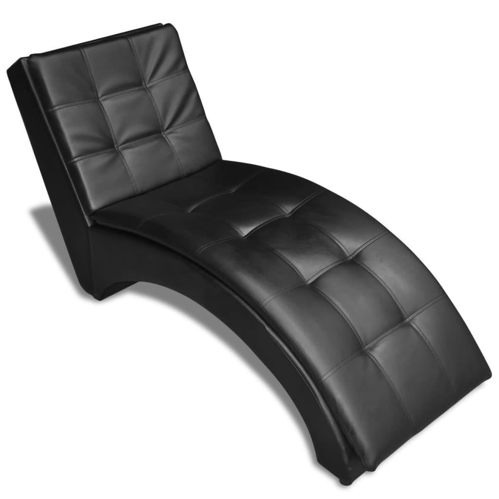 Chaise longue avec oreiller Noir Similicuir - XIOS
