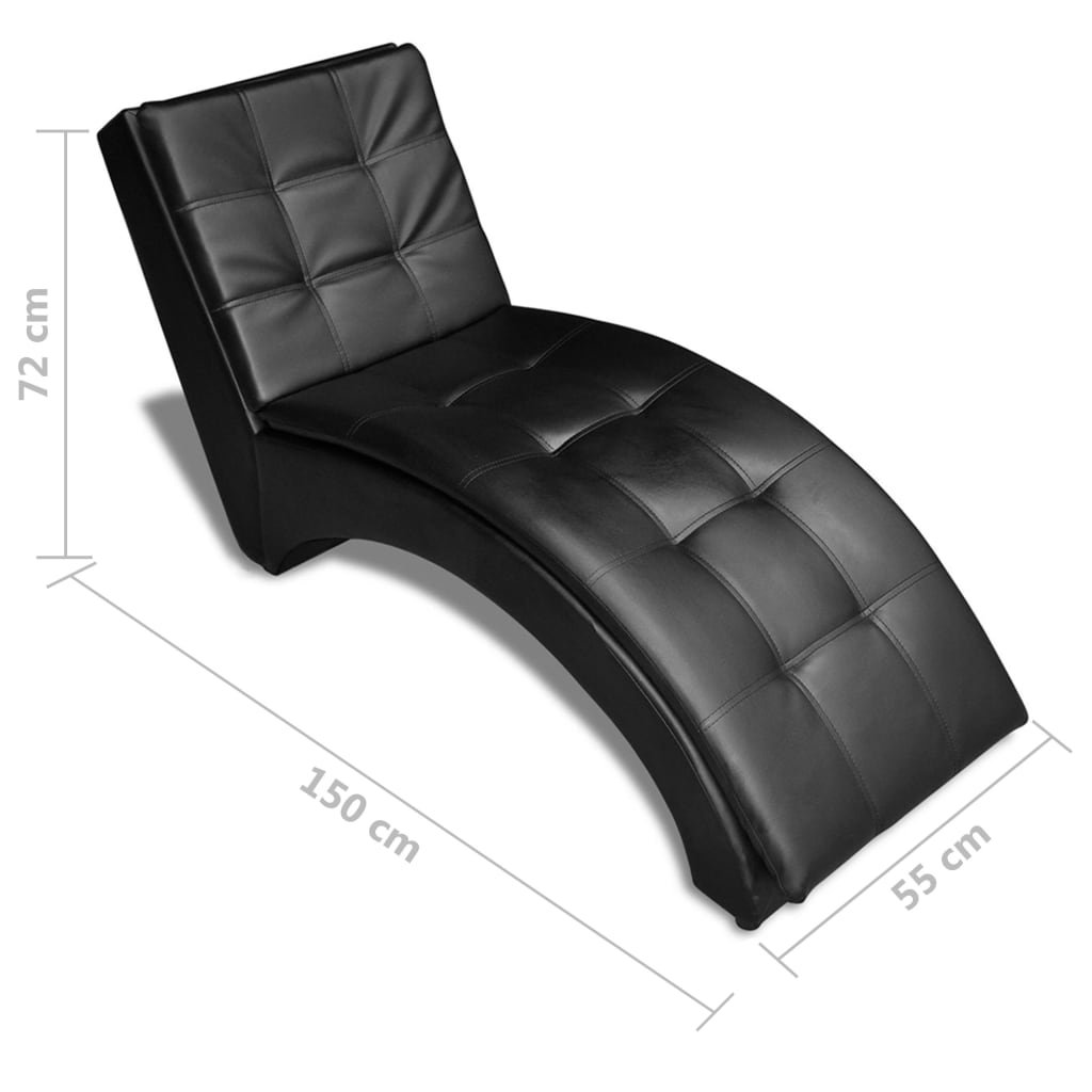 Chaise longue avec oreiller Noir Similicuir - XIOS