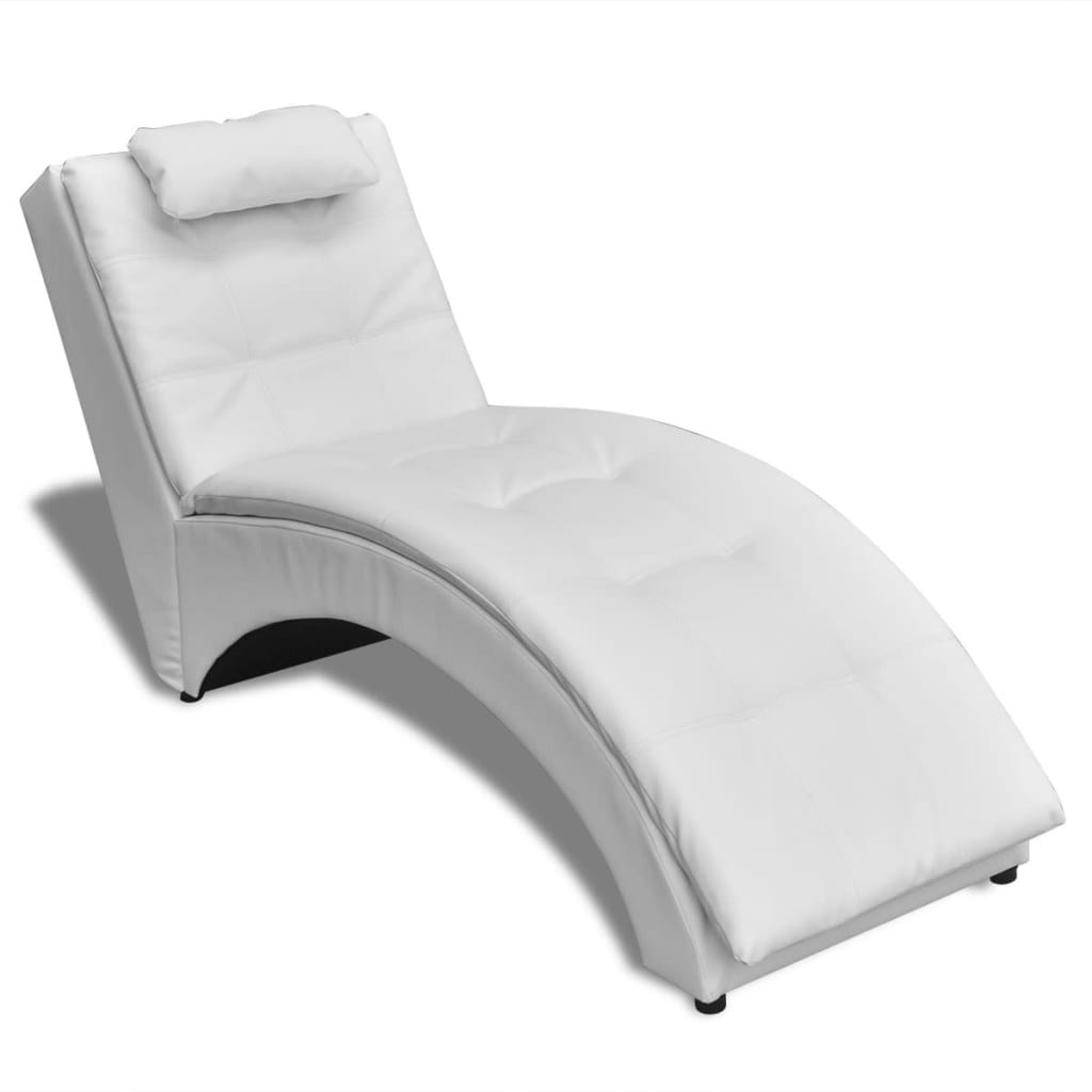 Chaise longue avec oreiller Blanc Similicuir - XIOS