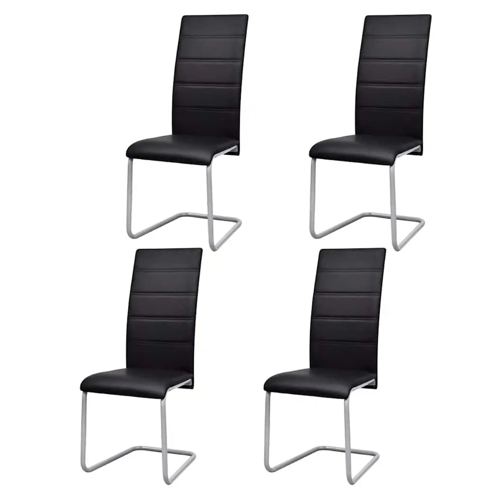 Chaises à manger cantilever lot de 4 noir similicuir - XIOS