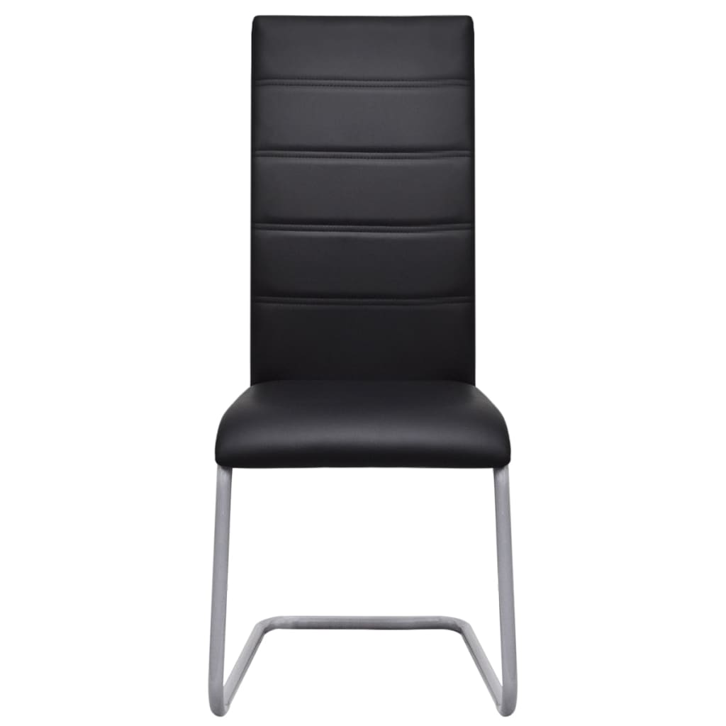Chaises à manger cantilever lot de 4 noir similicuir