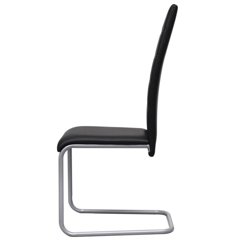 Chaises à manger cantilever lot de 4 noir similicuir