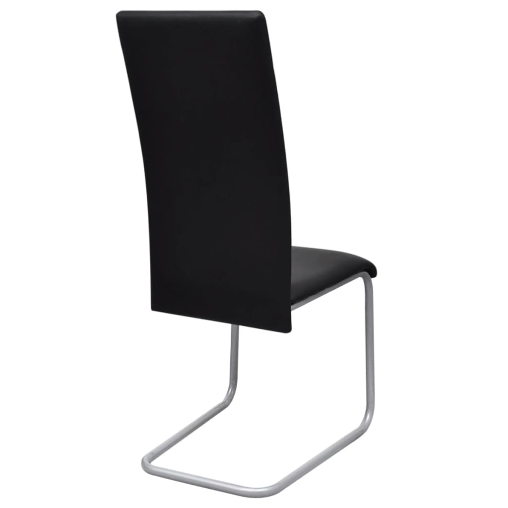 Chaises à manger cantilever lot de 4 noir similicuir