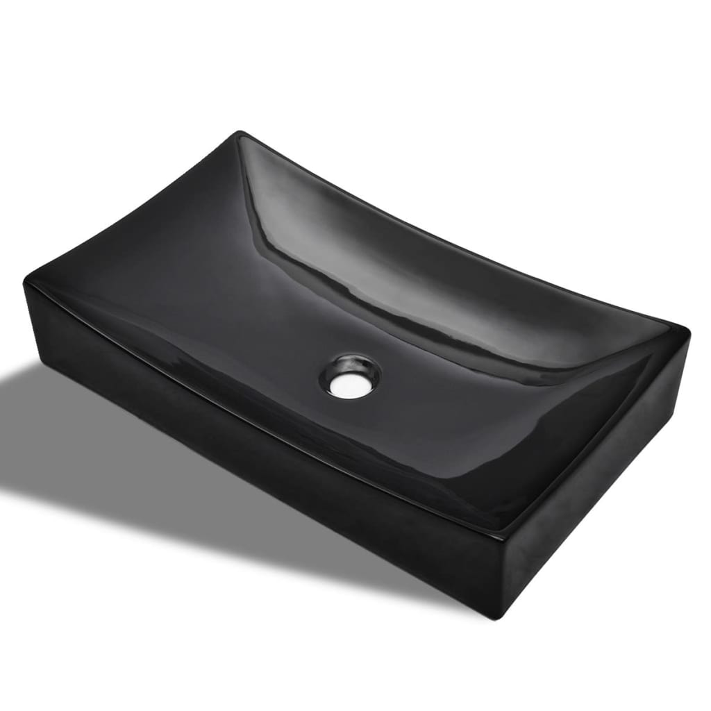 Vasque rectangulaire céramique Noir pour salle de bain Lavabos vidaXL