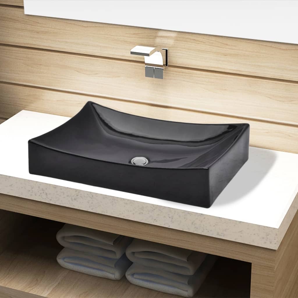 Vasque rectangulaire céramique Noir pour salle de bain Lavabos vidaXL