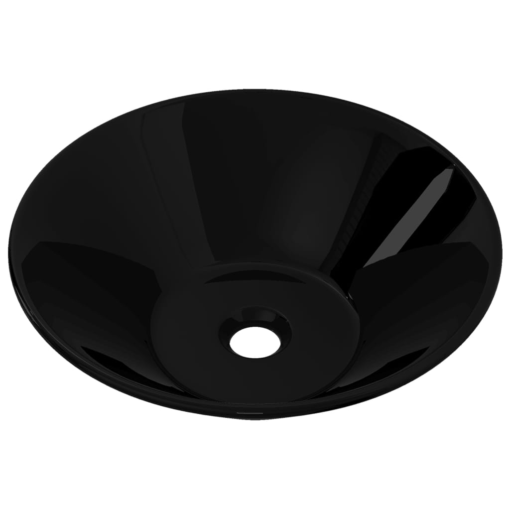 Vasque rond céramique Noir pour salle de bain Lavabos vidaXL