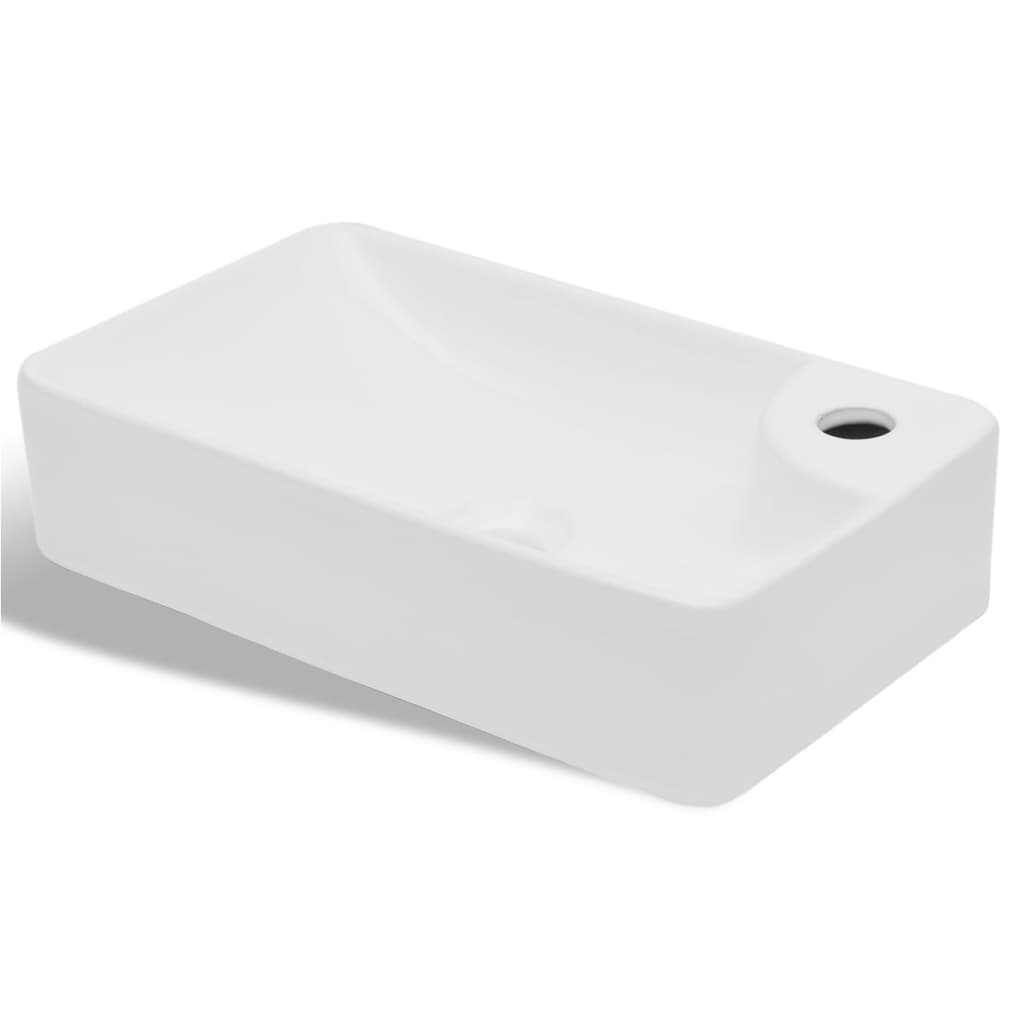 Lavabo à trou pour robinet céramique Blanc pour salle de bain Lavabos vidaXL
