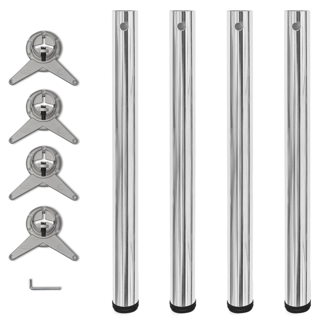 4 pieds de table réglables en hauteur 710 mm Chromé Pieds de table vidaXL