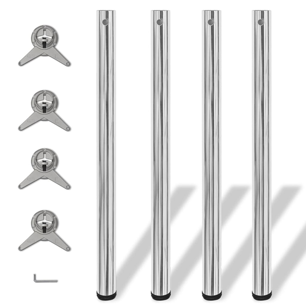 4 pieds de table réglables en hauteur 870 mm Chromé Pieds de table vidaXL