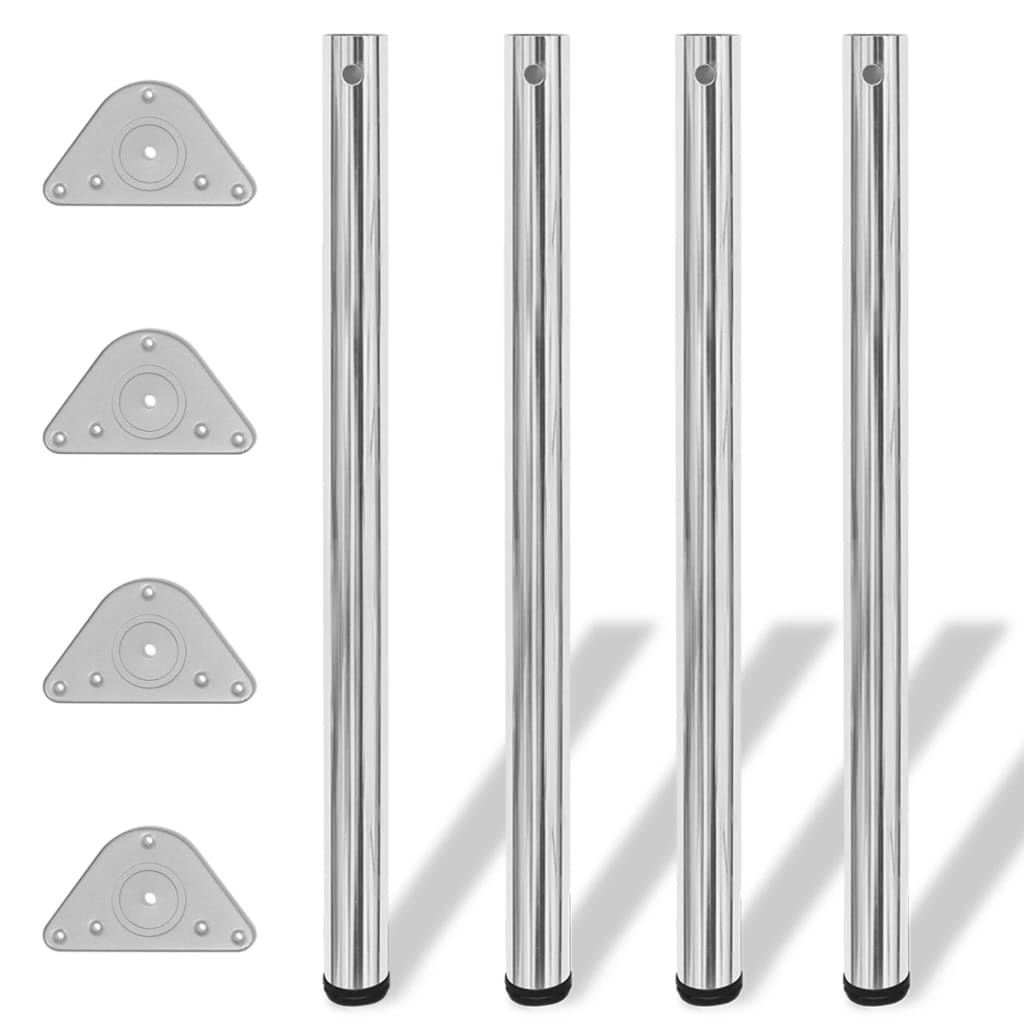 4 pieds de table réglables en hauteur 870 mm Chromé Pieds de table vidaXL