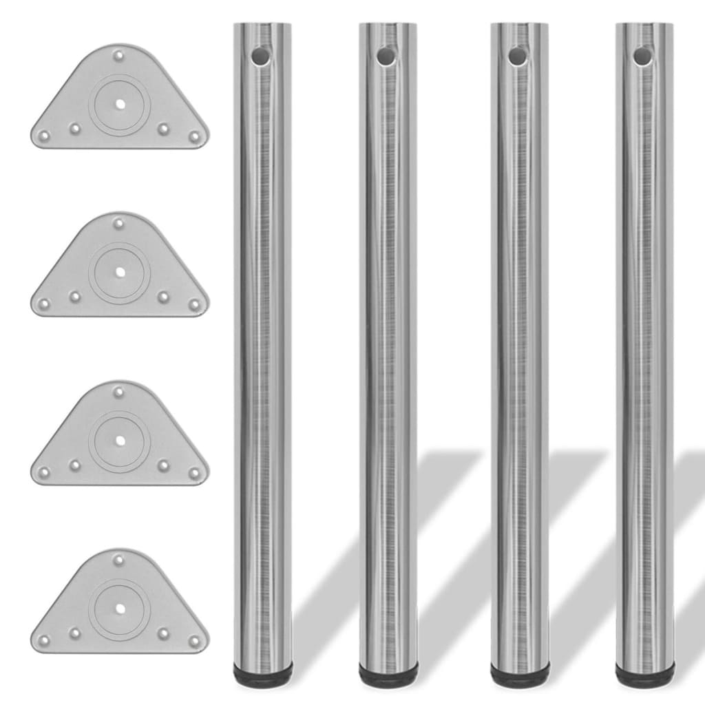 4 pieds de table réglables en hauteur 710 mm Nickel brossé Pieds de table vidaXL