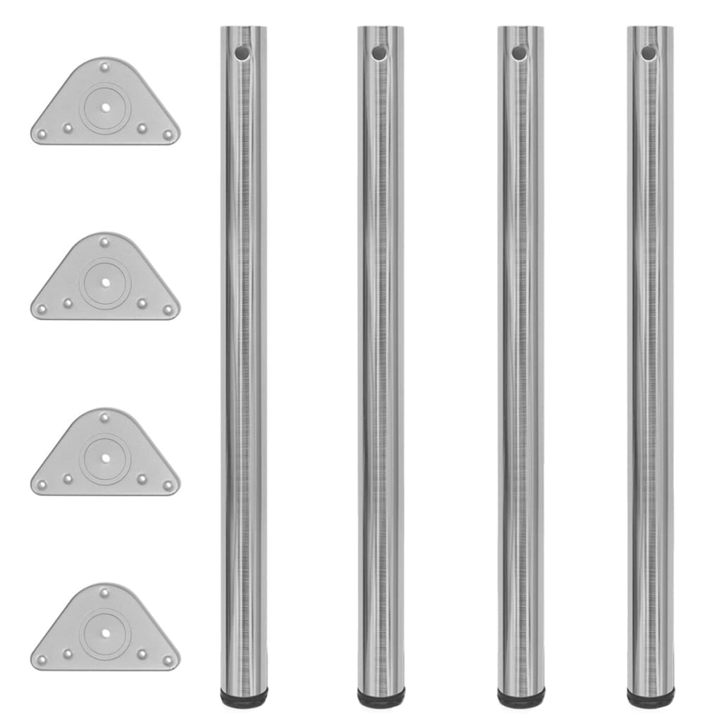 4 pieds de table réglables en hauteur 870 mm Nickel brossé Pieds de table vidaXL