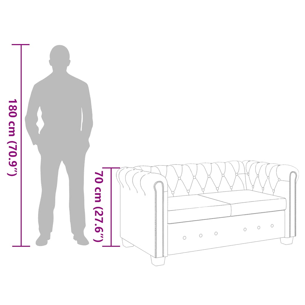 Canapé Chesterfield à 2 places cuir synthétique noir