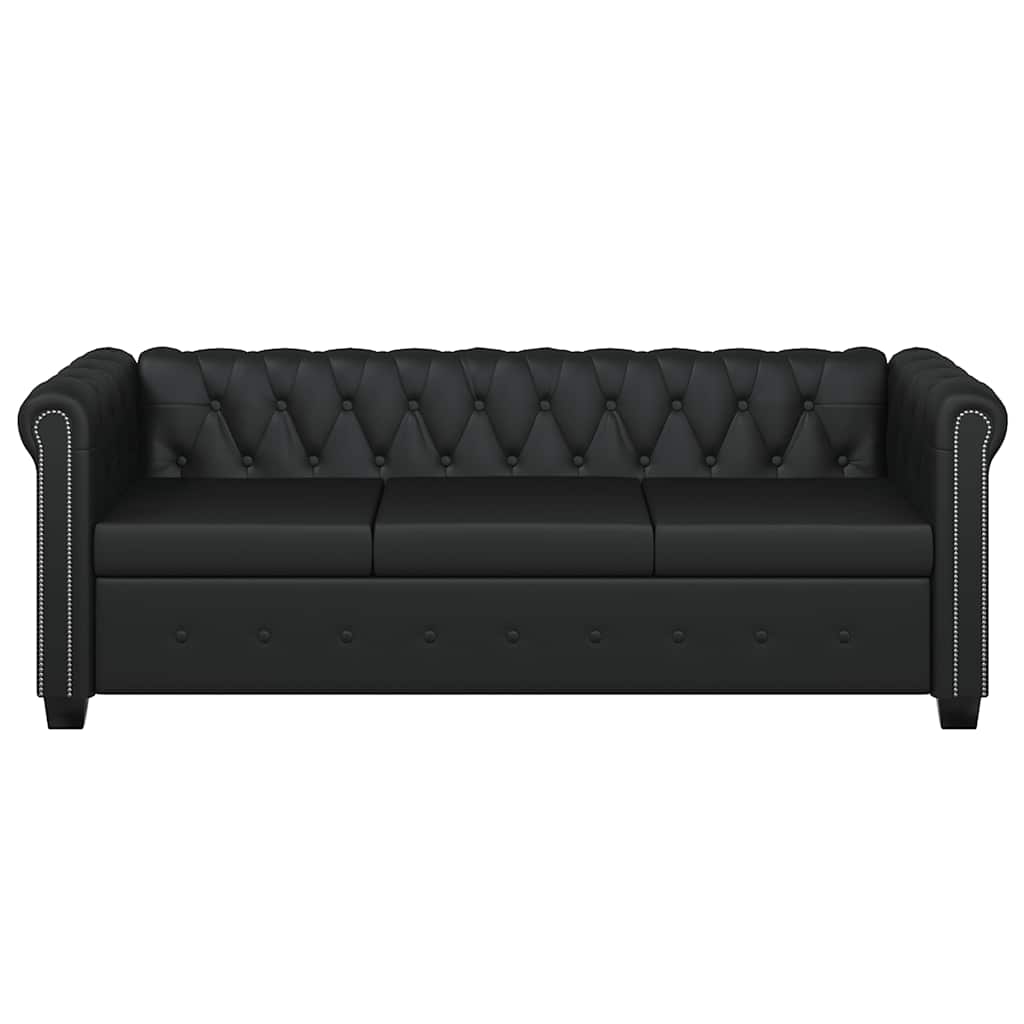 Canapé Chesterfield à 3 places cuir synthétique noir