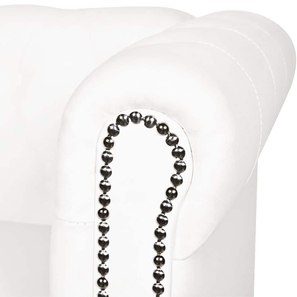 Canapé Chesterfield à 3 places cuir synthétique blanc - XIOS